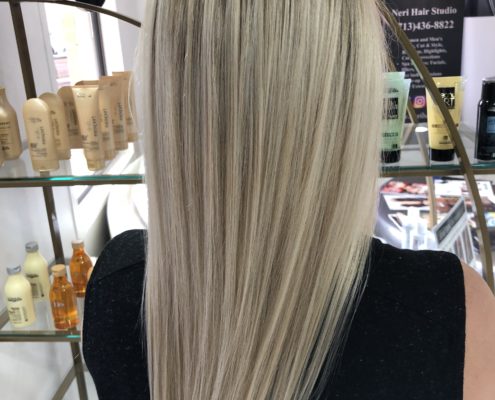 Blonde Straight Hair Cuts and Color from Neri Hair Salon in Pearland Texas